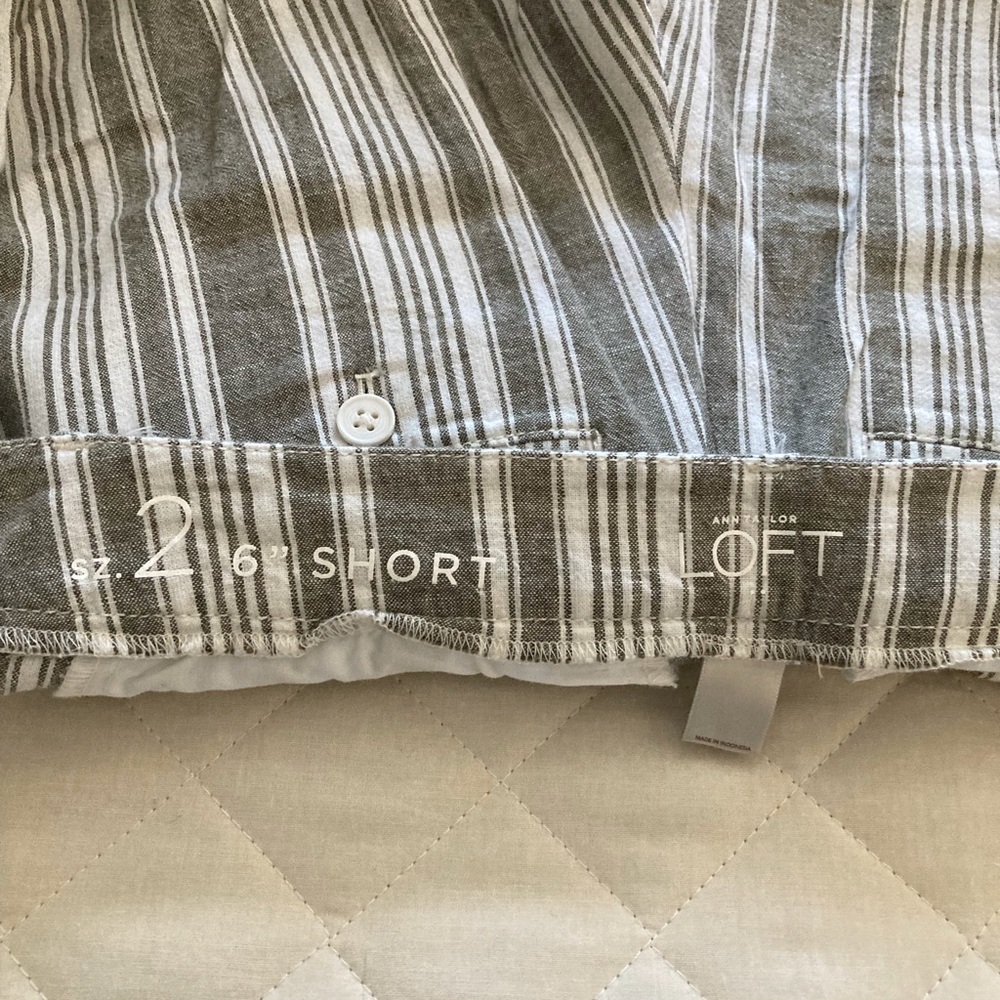 LOFT linen and cotton striped shorts - Picture 3 of 4